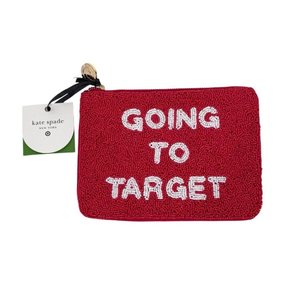 Kate Spade X Target Collab Going To Target Red & White Beaded Clutch New Nwt